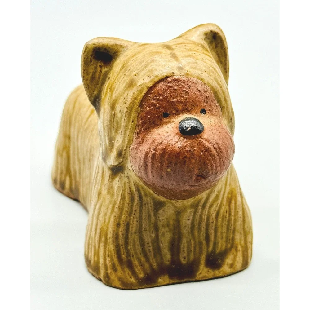 Toscany Yorkie Terrier Dog Figurine‎ Brown Ceramic Whimsical Japan
